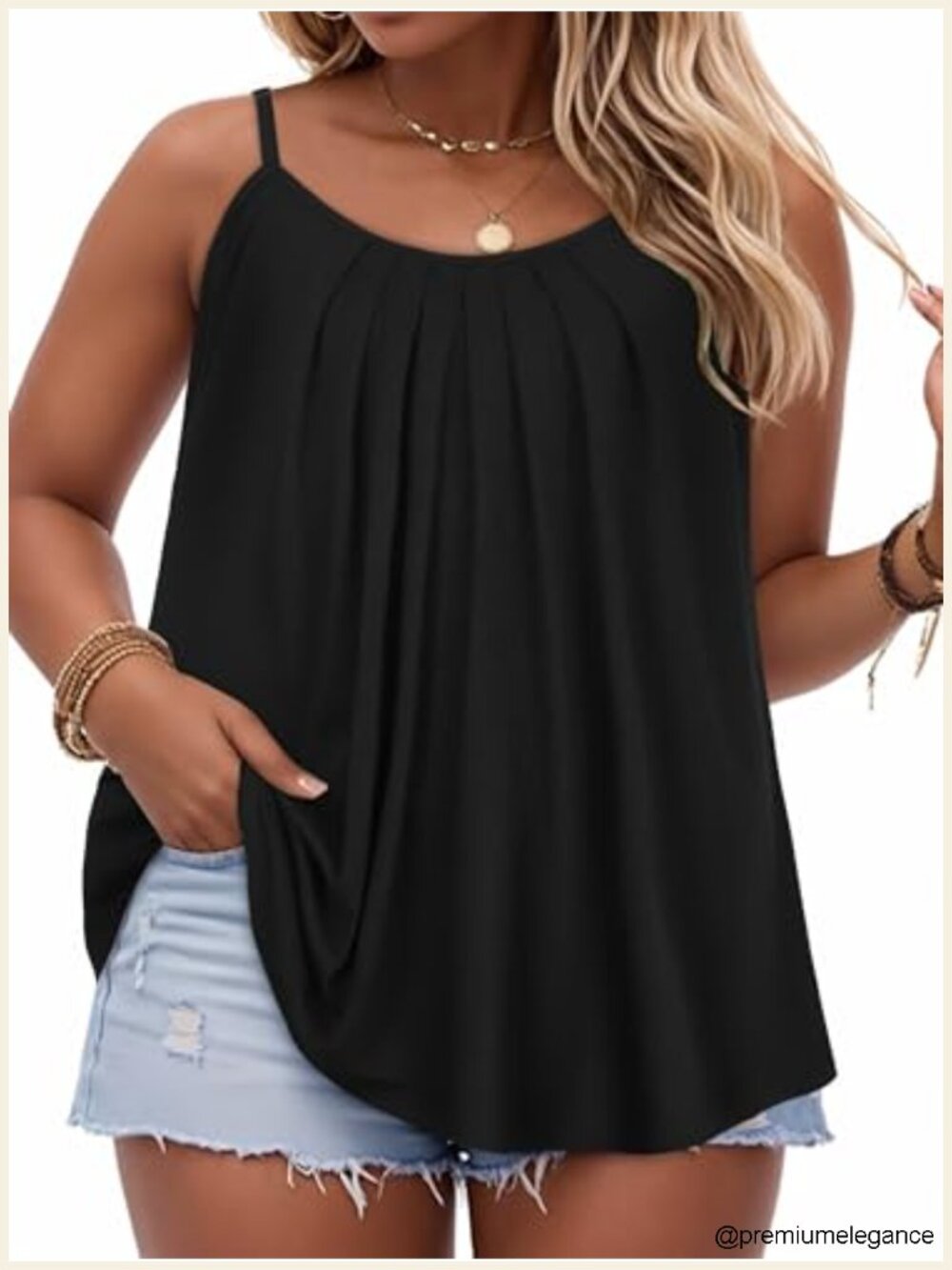 Plus Size Spaghetti Strap Tank Top Flowy Casual Summer Blouse